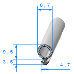 Talon EPDM + Bulbe EPDM <br /> [13 x 8,7 mm] <br /> Vendu au Mtre<br />