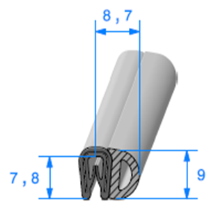 Pince PVC Arm + Bulbe EPDM <br /> [Accroche 1  2 mm] <br /> Vendu au Mtre<br />