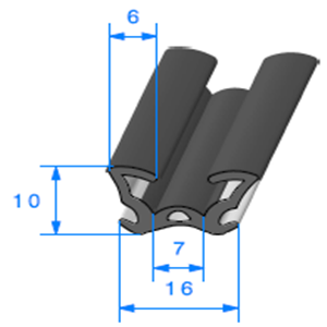 Coulisse Floque <br /> [10 x 16 mm] <br /> Vendu au Mtre<br />