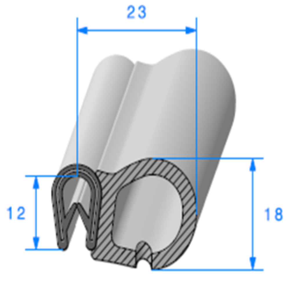 Profil 379 - Joint pince PVC armé gris