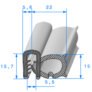 Pince EPDM Arm + Bulbe EPDM <br /> [Accroche 2  3 mm] <br /> Vendu au Mtre<br />