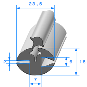 Joint de Fentre en H <br /> [18 x 23,5 mm] <br /> Vendu au Mtre<br />