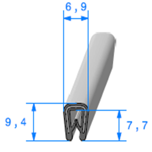 Pince PVC Gris Arm <br /> [Accroche 0,8  2 mm] <br /> Vendu au Mtre<br />