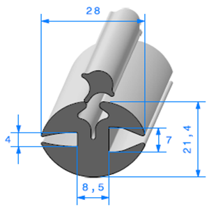 Joint de Fentre en H <br /> [21,4 x 28 mm] <br /> Vendu au Mtre<br />