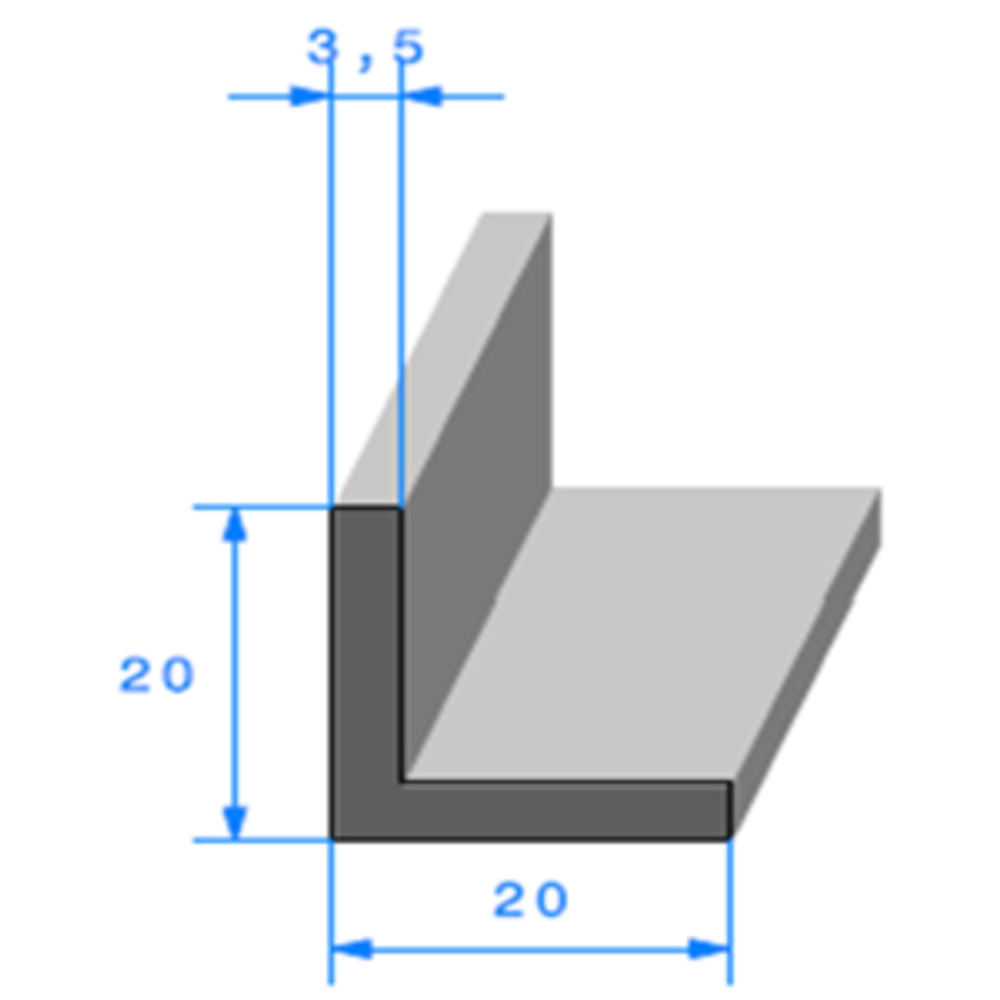 Compact en L 
 [20 x 20 mm] 
 Vendu au Mtre