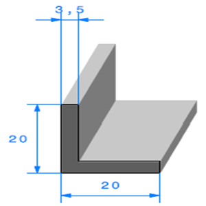 Compact en L <br /> [20 x 20 mm] <br /> Vendu au Mtre<br />