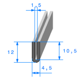 Compact en U 
 [12 x 4,5 mm] 
 [Accroche 1,5 mm] 
 Vendu au Mtre