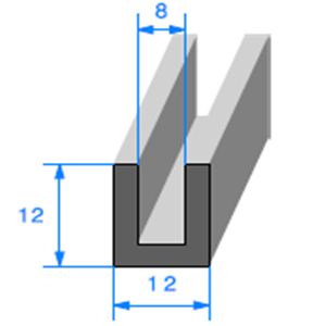 Compact en U 
 [12 x 12 mm] 
 [Accroche 8 mm] 
 Vendu au Mtre