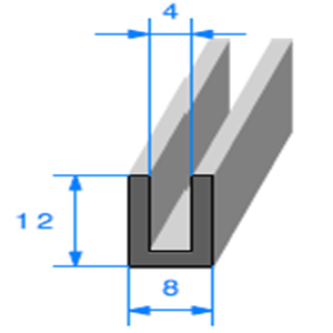 Compact en U <br /> [12 x 8 mm] <br /> [Accroche 4 mm] <br /> Vendu au Mtre<br />