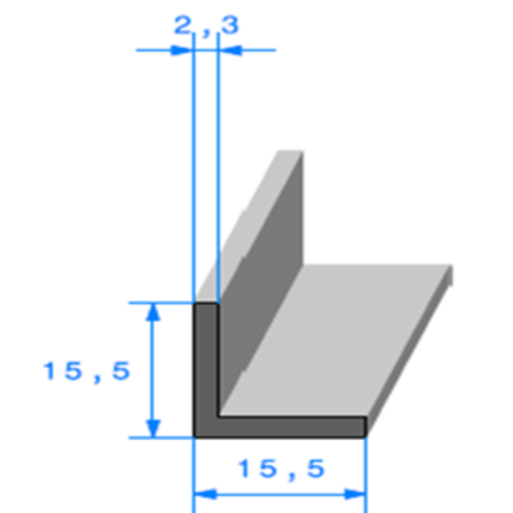 Compact en L 
 [15,5 x 15,5 mm] 
 Vendu au Mtre