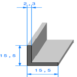 Compact en L <br /> [15,5 x 15,5 mm] <br /> Vendu au Mtre<br />