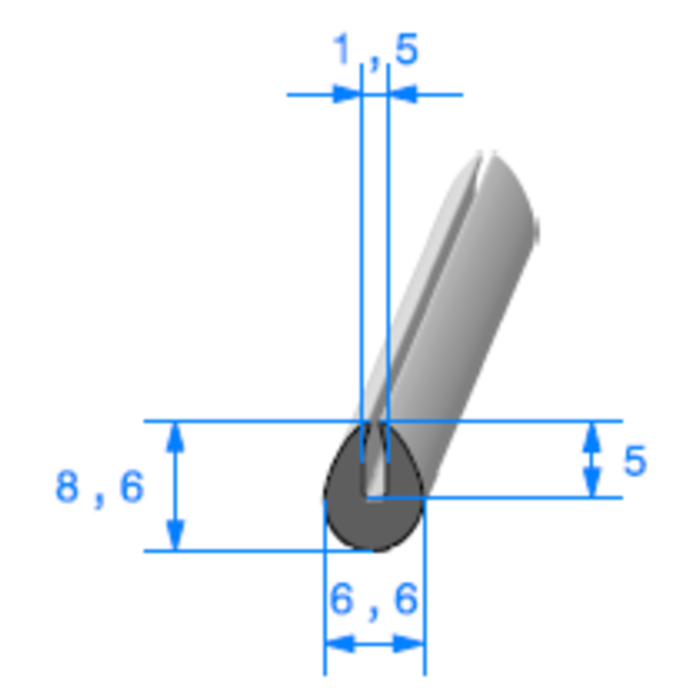 Compact en U 
 [8,6 x 6,6 mm] 
 [Accroche 1,5 mm] 
 Vendu au Mtre