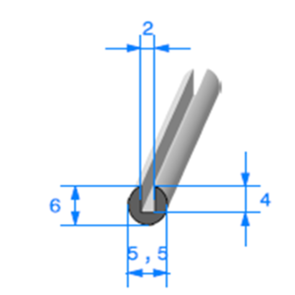 Compact en U [6 x 5,5 mm] [Accroche 2 mm] Vendu au Mètre