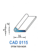 CAD0115N Profil EPDM <br /> 70 Shore <br /> Noir<br />