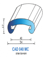 CAD040MC Profil EPDM 
 70 Shore 
 Noir 
 Main Courante 40