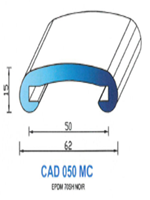 CAD050MC Profil EPDM 
 70 Shore 
 Noir 
 Main Courante 50