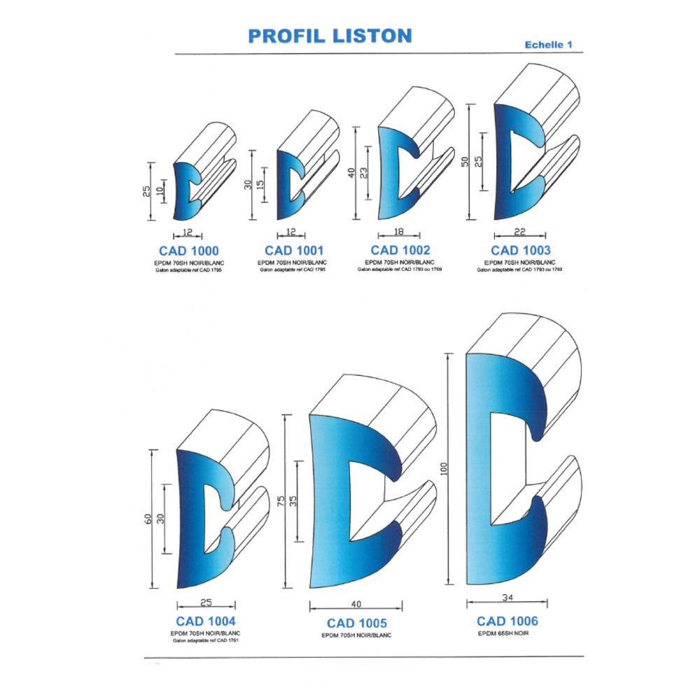 CAD1000B Profil EPDM 
 70 Shore 
 Blanc