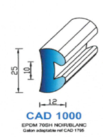 CAD1000B Profil EPDM <br /> 70 Shore <br /> Blanc<br />