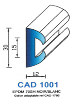 CAD1001B Profil EPDM <br /> 70 Shore <br /> Blanc<br />