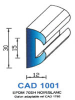 CAD1001N Profil EPDM 
 70 Shore 
 Noir