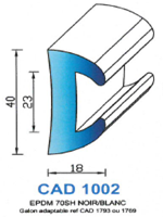 CAD1002B Profil EPDM <br /> 70 Shore <br /> Blanc<br />