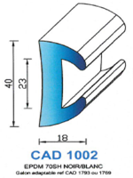 CAD1002N Profil EPDM <br /> 70 Shore <br /> Noir<br />