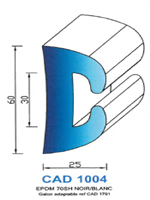 CAD1004B Profil EPDM <br /> 70 Shore <br /> Blanc<br />