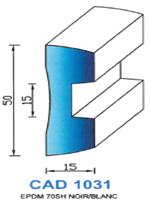 CAD1031B Profil EPDM <br /> 70 Shore <br /> Blanc<br />