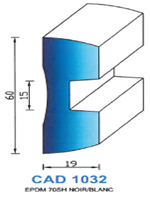 CAD1032B Profil EPDM <br /> 70 Shore <br /> Blanc<br />