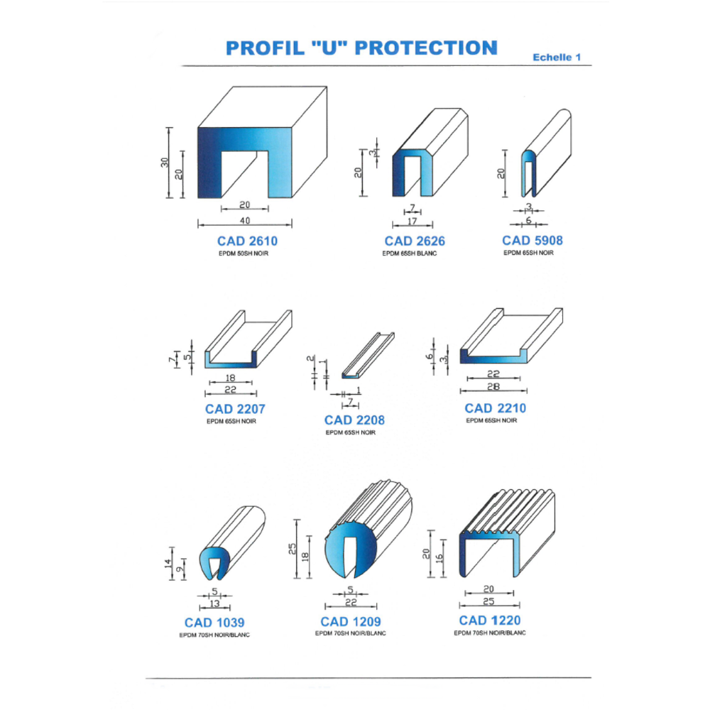 CAD1039N Profil EPDM 
 70 Shore 
 Noir