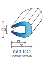 CAD1040B Profil EPDM <br /> 70 Shore <br /> Blanc<br />