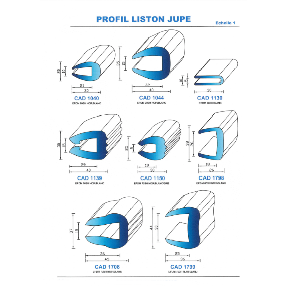 CAD1040C Profil EPDM 
 70 Shore 
 Couleur