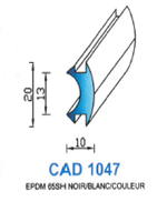 CAD1047C Profil EPDM <br /> 65 Shore <br /> Couleur<br />