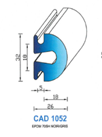 CAD1052G Profil EPDM <br /> 70 Shore <br /> Gris<br />