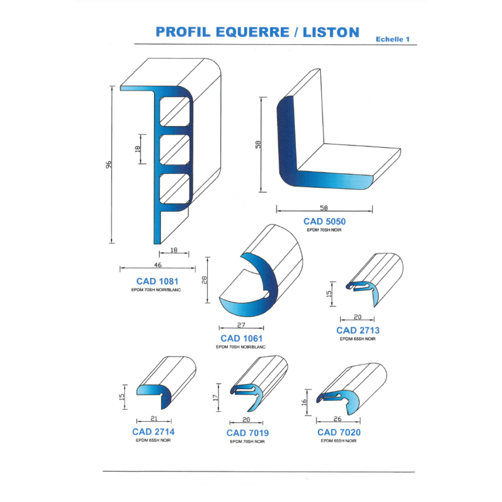 CAD1061B Profil EPDM 
 70 Shore 
 Blanc