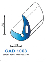 CAD1063B Profil EPDM <br /> 70 Shore <br /> Blanc<br />