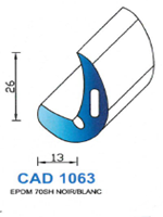 CAD1063N Profil EPDM <br /> 70 Shore <br /> Noir<br />