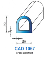 CAD1067N Profil EPDM <br /> 65 Shore <br /> Noir<br />