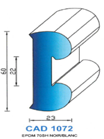 CAD1072B Profil EPDM <br /> 70 Shore <br /> Blanc<br />