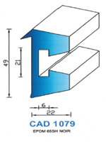 CAD1079N Profil EPDM <br /> 65 Shore <br /> Noir<br />