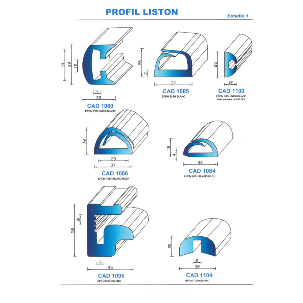 CAD1084B Profil EPDM 
 60 Shore 
 Blanc