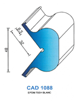 CAD1088B Profil EPDM <br /> 70 Shore <br /> Blanc<br />