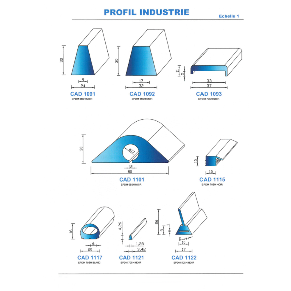 CAD1091N Profil EPDM 
 65 Shore 
 Noir