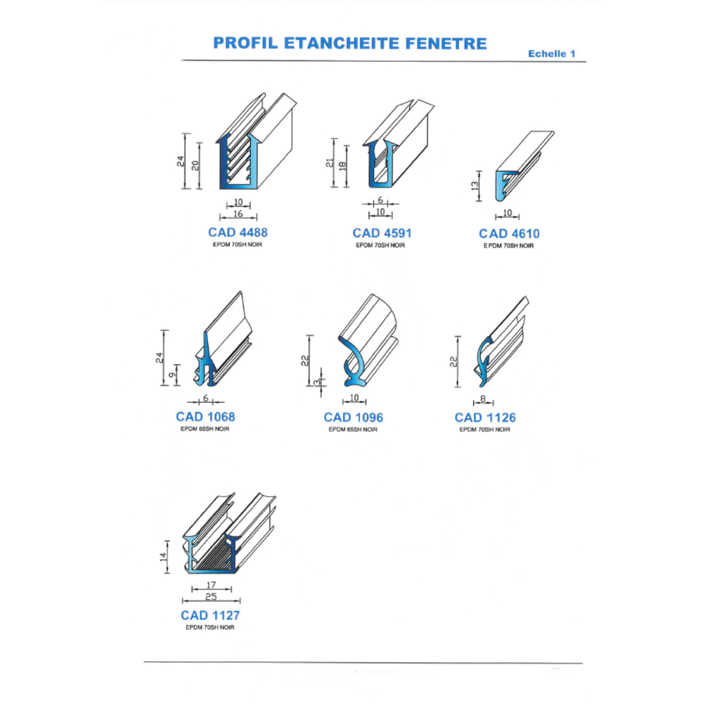 CAD1096N Profil EPDM 
 Noir