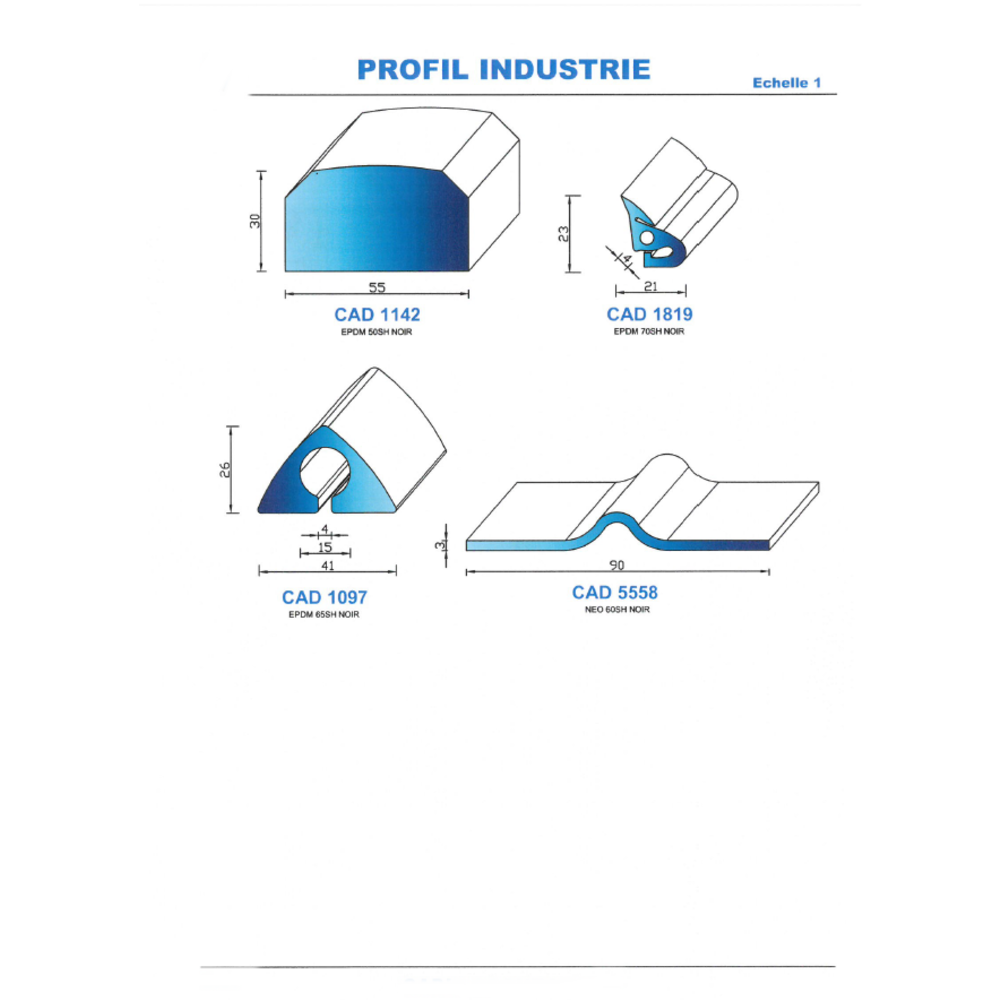 CAD1097N Profil EPDM 
 65 Shore 
 Noir