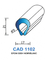 CAD1102B Profil EPDM <br /> 50 Shore <br /> Blanc<br />