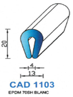 CAD1103B Profil EPDM <br /> 70 Shore <br /> Blanc<br />