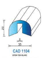 CAD1104B Profil EPDM <br /> 70 Shore <br /> Blanc<br />