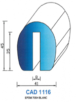 CAD1116B Profil EPDM <br /> 70 Shore <br /> Blanc<br />