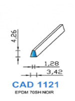 CAD1121N Profil EPDM <br /> 70 Shore <br /> Noir<br />